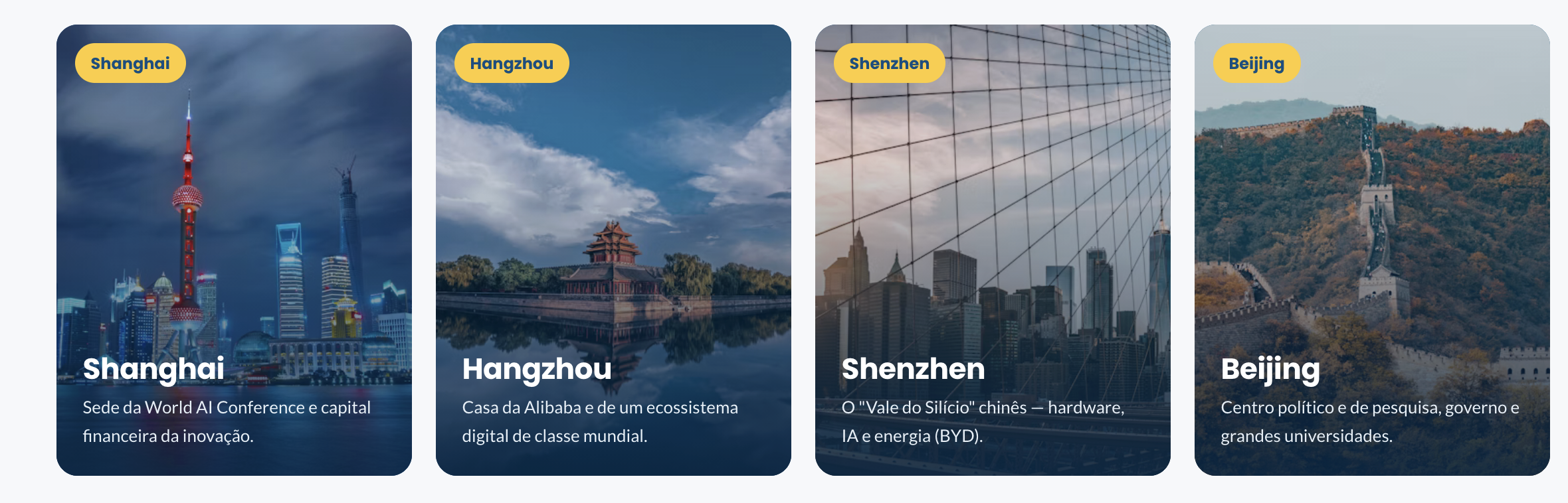 Shanghai, Hangzhou, Shenzhen e Beijing